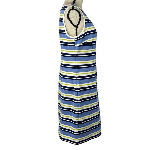 Ann Taylor SZ 8 Bodycon Dress Striped Sleeveless Stretch V-Neck Rear Zipper - Picture 4 of 9
